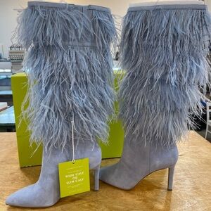 Gianvito Rossi Blue Feathered Women's Boots 8.5M